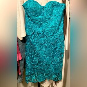 Lace teal cocktail dress